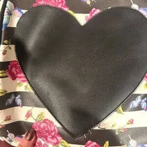 Small Betsy Johnson New York black and white stripe backpack with hearts Luv Betsey Johnson Quilted Hearts Backpack School Bag NWT | eBay main image 4